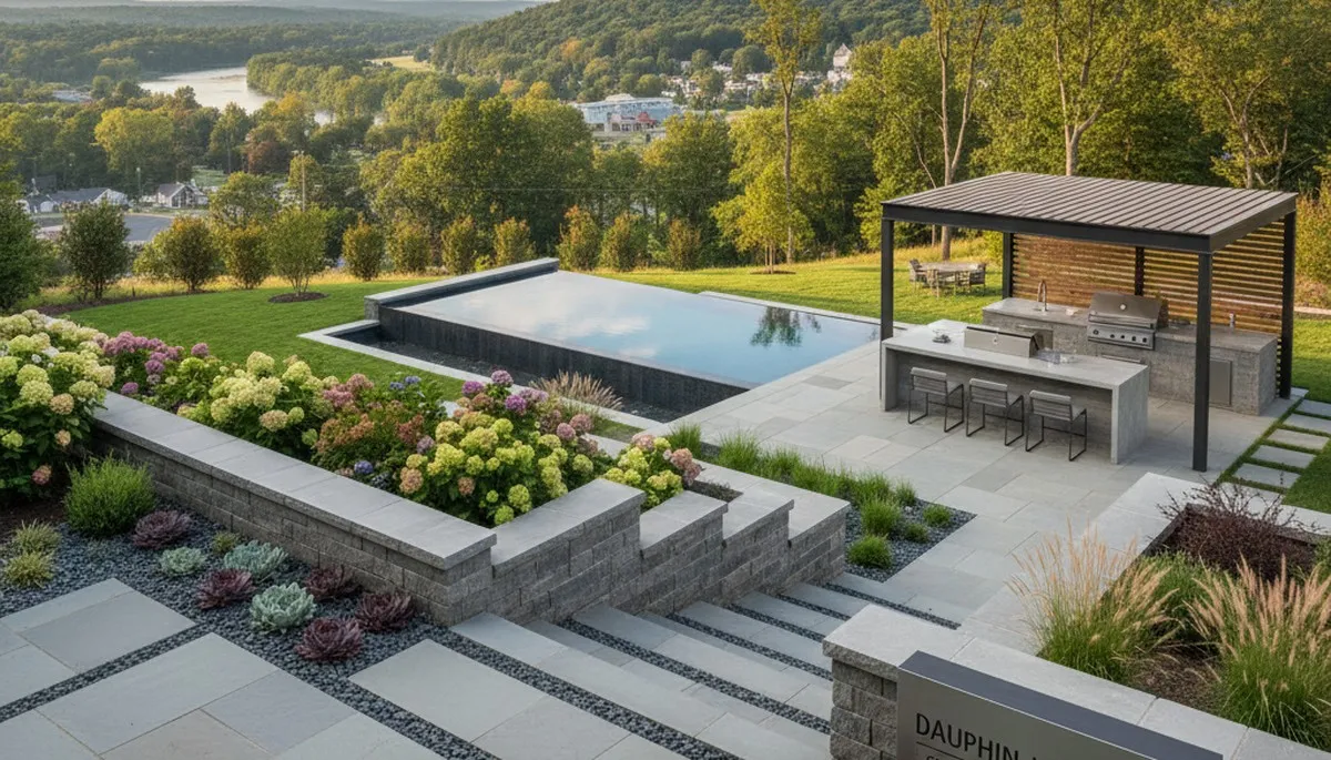 Landscaping crew serving Harrisburg, PA with professional lawn and landscape maintenance